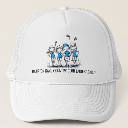 Dames customisées Golf League BLUE Casquette - Nom (Devant)