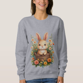 Dames Cute Bunny Bloemrijke Tuin Waterverf Sweater