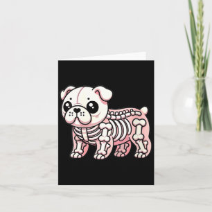 Dames Cute Kawaii Engelse Bulldog Hond Skelet Kaart