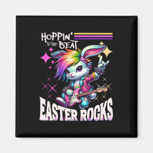 Dames Cute Punk Rocking Bunny Hopping Rabbit Pasen Magneet