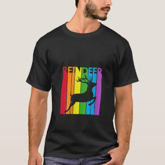 Dames Cute Rainbow Rendier dier Liefhebber V-hals  T-shirt