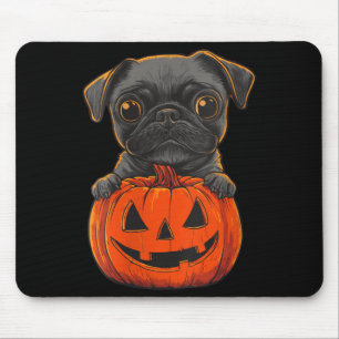 Dames Cute Zwarte Pug Jack O Lantern Pompoen Muismat