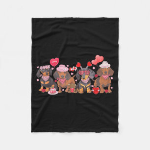Dames Dachshund Valentijnsdag Sausage Dog Bandana Fleece Deken
