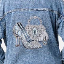 Dames diamanten hoge hak schoen denim jas