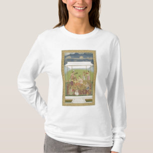 Dames die muziek beluisteren in een tuin, van de S T-shirt