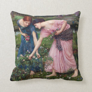 Dames die rozen plukken, John William Waterhouse Kussen