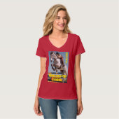 DAMES DIEP ROOD PAARD POLO RIDING DESIGN T-SHIRT (Voorkant volledig)