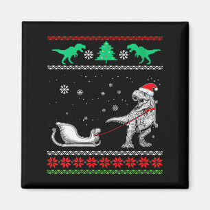 Dames dinosaurus slee Merry Christmas lelijke kers Magneet