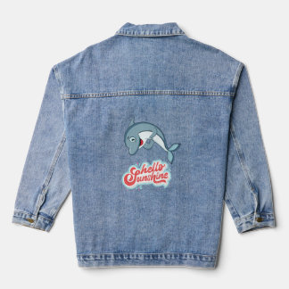 Dames, Dolphin Art Design Denim Jean Jacket