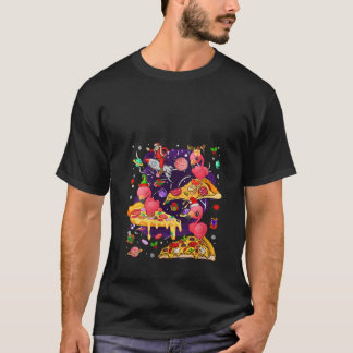 Dames Drie Kerstman Rendieren Flamingo's Rijden Pi T-shirt