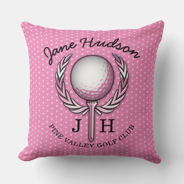 Dames Elegant Golf Monogram Design Kussen (Voorkant)