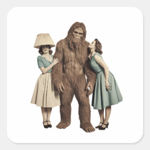 dames en Sasquatch Vierkante Sticker