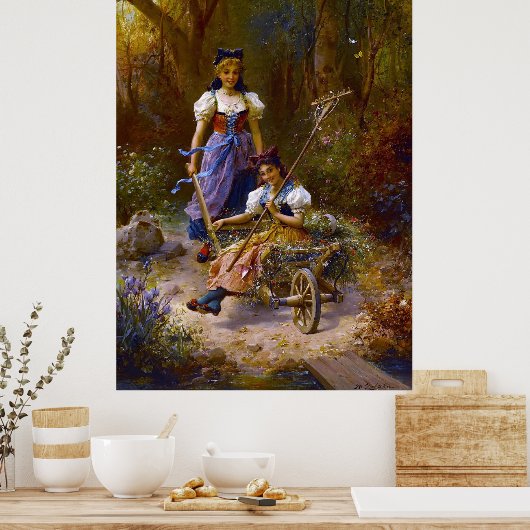  dames- en wielschuur in het bos poster (Keuken)