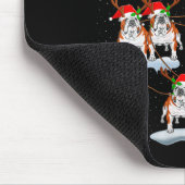 Dames Engelse Bulldog Kerstman Slede Vliegend Grap Muismat (Hoek)