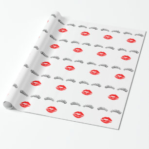 Dames Eye Lashes en LipStick Kiss Cadeaupapier