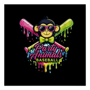 Dames Feestbeesten Honkbal Grappige Aap Perfect Poster
