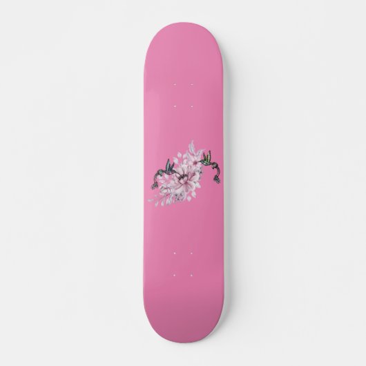 Dames & Filles Skateboard Floral Hummingbirds rose (Devant)