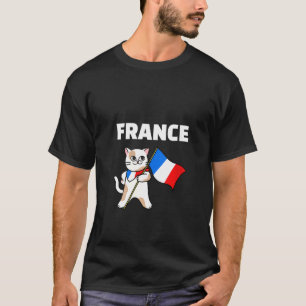 Dames Frankrijk Vlag Kat Franse Kleuren Kitten T-shirt