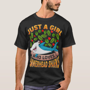 Dames Funny Haai Liefhebber Gewoon Een Meisje Dat T-shirt