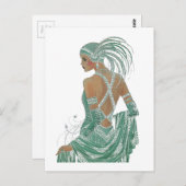  dames gaan groene kunst afdrukken briefkaart (Voorkant / Achterkant)