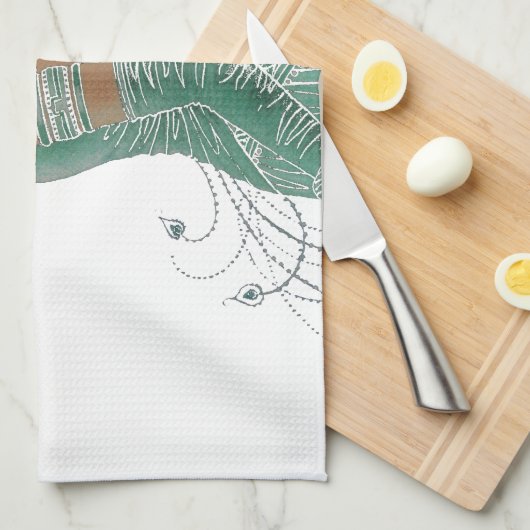 dames gaan groene kunst afdrukken theedoek (Quarter Fold)