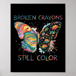 Dames Gebroken Krijtjes Kleuren Nog Regenboog Vlin Poster