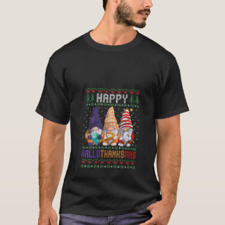 Dames Gelukkig Hallothanksmas Kabouters Halloween T-shirt