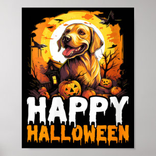 Dames Gelukkig Halloween Vampier Zwarte Kat Vleerm Poster