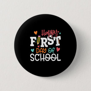 Dames Gelukkige Eerste Dag Op School Leraar Kinder Ronde Button 5,7 Cm