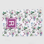 Dames gepersonaliseerde Floral Monogram Golf Towel Golfhanddoek (Horizontaal)
