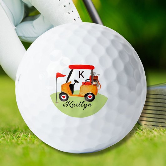 Dames Gepersonaliseerde Golf Cart Clubs Naam Golf Golfballen