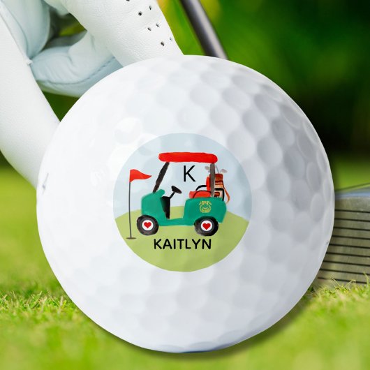 Dames Gepersonaliseerde Golf Cart Clubs Naam Golf Golfballen