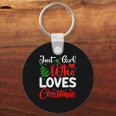 Dames Gewoon Een Meisje Dat Van Kerst Mis Leuk Vin Sleutelhanger (Voorkant)