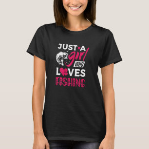 Dames Gewoon Een Meisje Dat Van Vissen Houdt T-shirt