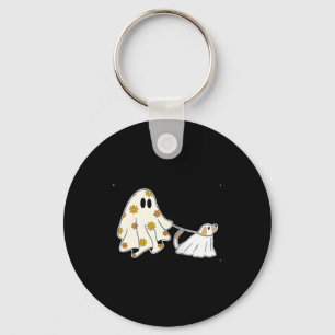 Dames Ghost Dog Hondenliefhebbers Halloween V-hals Sleutelhanger