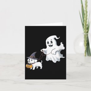 Dames Ghost Walks The Dog Halloween V-Neck Kaart