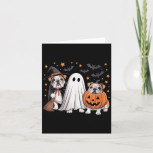 Dames Ghost Witch Pompoen Engelse Bulldog Hond Kaart