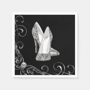 Dames Glitter Hak Schoenen met Swirl Servetten