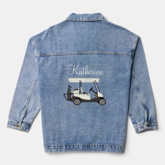 Dames Golf Golfer Cart Gepersonaliseerde Denim Jas Denim Jacket (Achterkant)