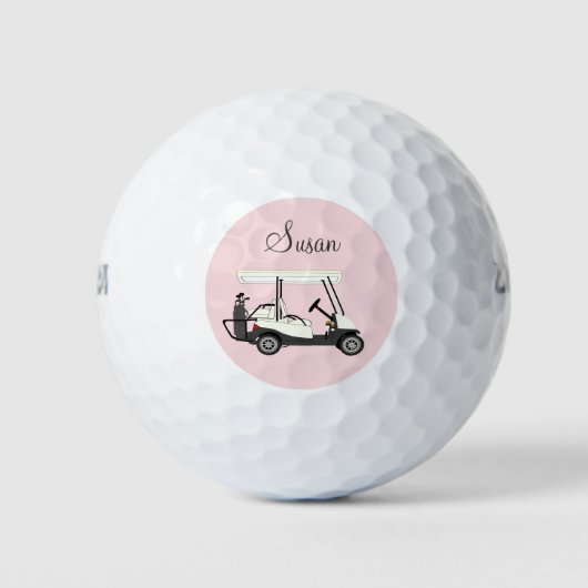 Dames Golf Golfer Winkelwagen Gepersonaliseerde Go Golfballen (Voorkant)