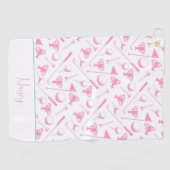 Dames Golf roze witte preppy naam Golfhanddoek (Horizontaal)