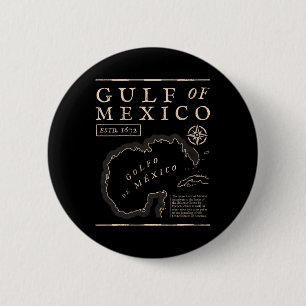 Dames Golf Van Mexico 1672 Historische Kaart V-hal Ronde Button 5,7 Cm