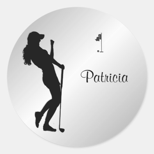 Dames Golfer Personal Ronde Sticker (Voorkant)