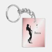 Dames Golfer Personal Roze Sleutelhanger (Voorkant Links)