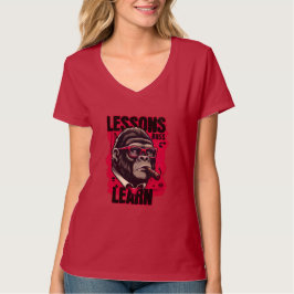 Dames Gorilla Baas Lessen Leren V Halse T Shirt