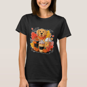 Dames Gouden Retriever Pompoen Kruiden Koffie Latt T-shirt