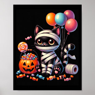 Dames Grappig Halloween Zwart Kat Pompoen Snoep of Poster