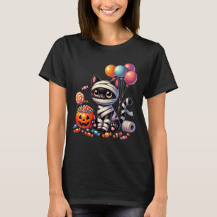 Dames Grappig Halloween Zwart Kat Pompoen Snoep of T-shirt