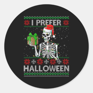 Dames grappig ik verkies Halloween skelet lelijk K Ronde Sticker