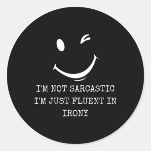 Dames grappig sarcastisch vloeiend in ironie humor ronde sticker